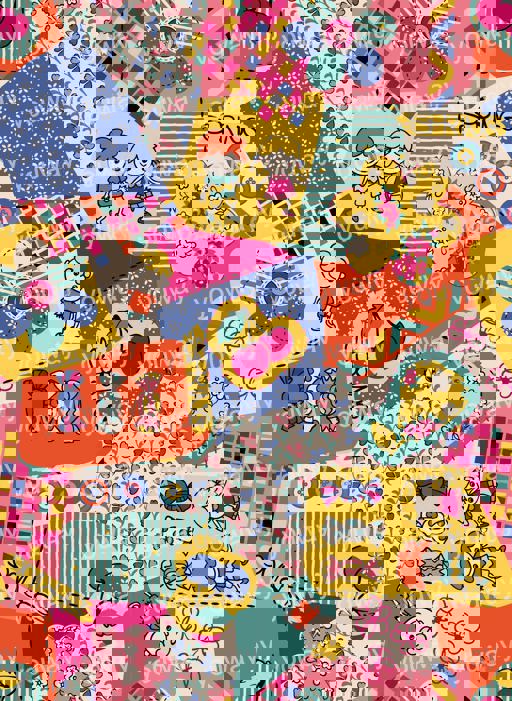 童趣萌物拼图乐园复古格子pwt0051